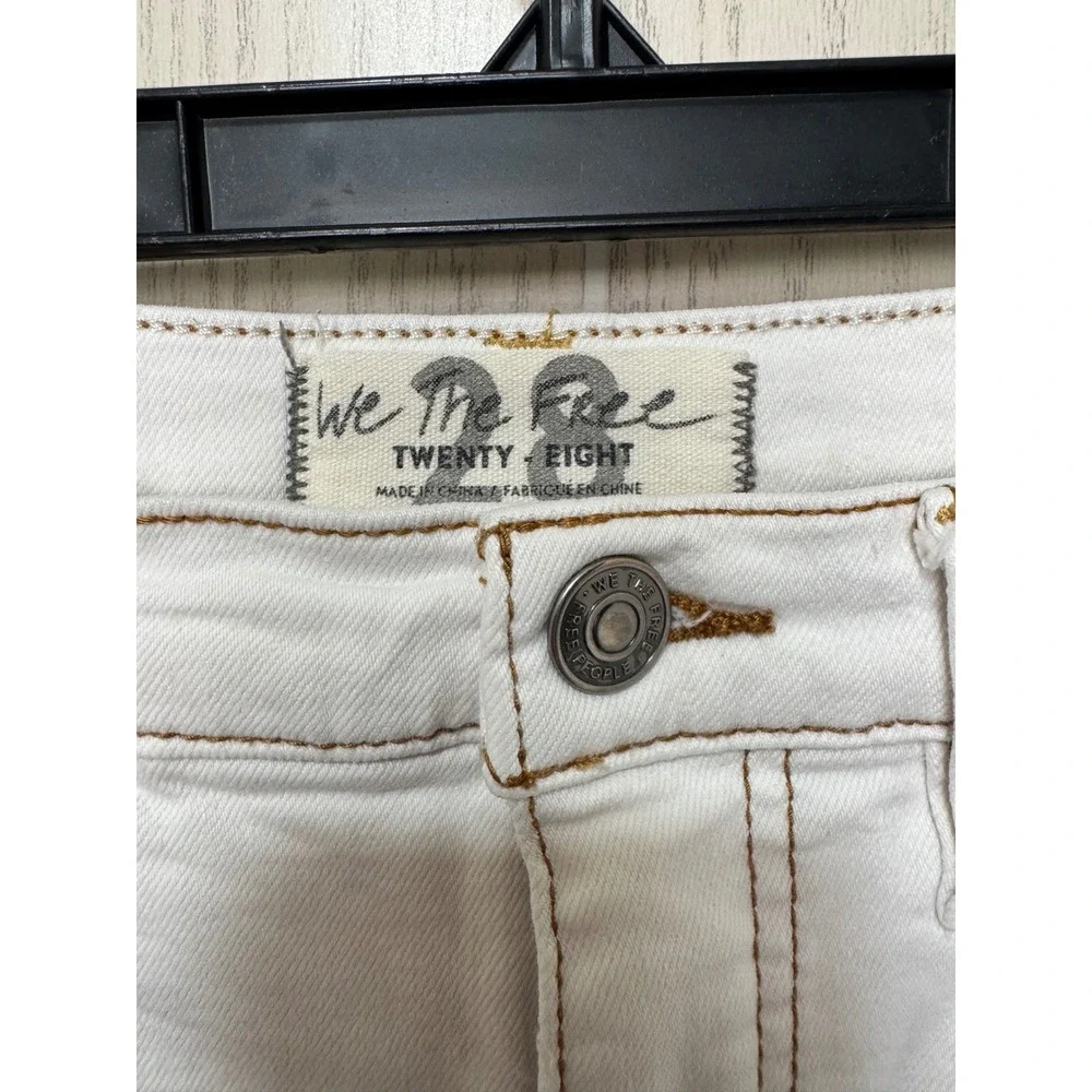 We The Free Free People CRVY High Rise Flare Jeans Cream Off White Size 28